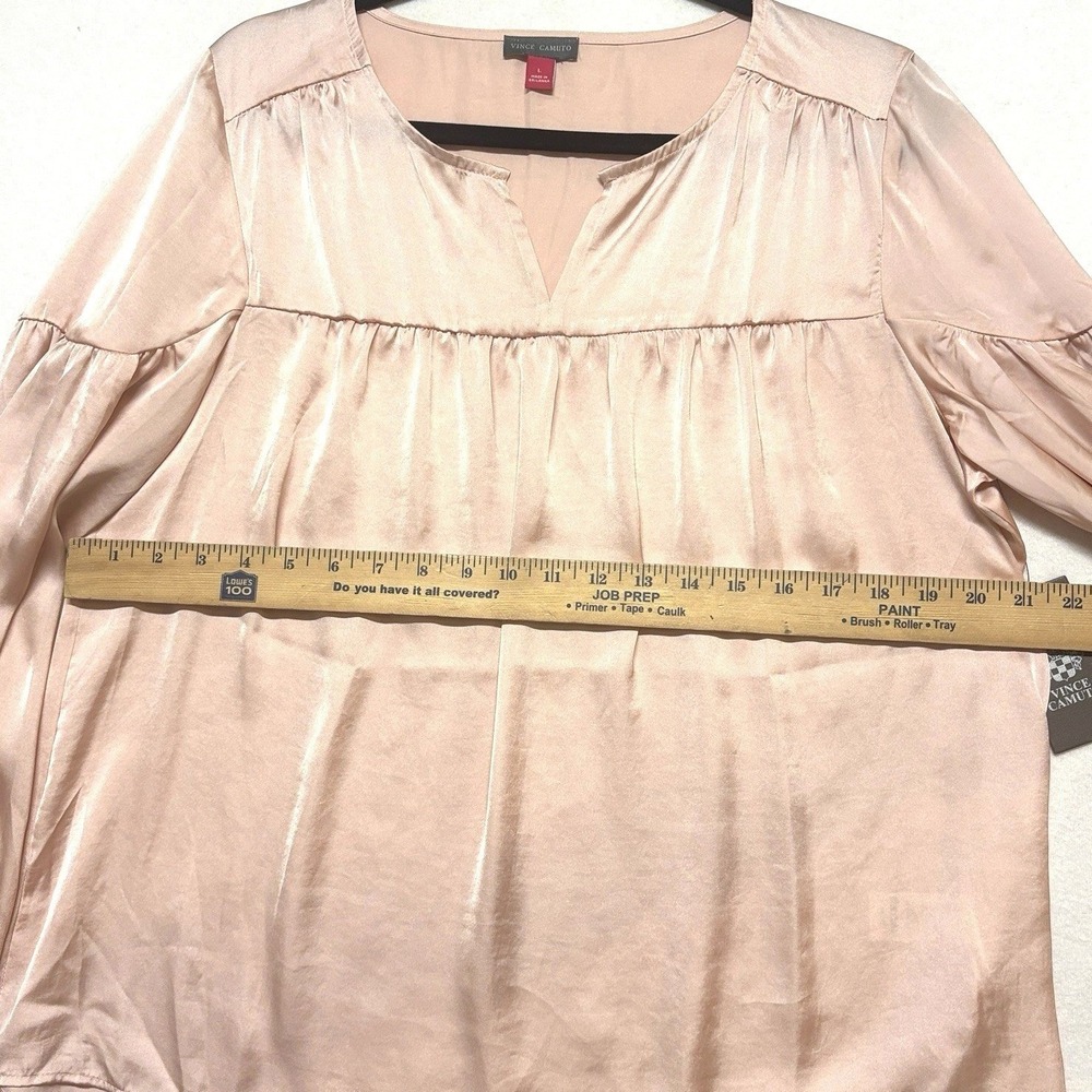 NWT Vince Camuto Pink Satin Blouse Coquette Fairy Balletcore Womens Shirt Size L - Picture 6 of 8